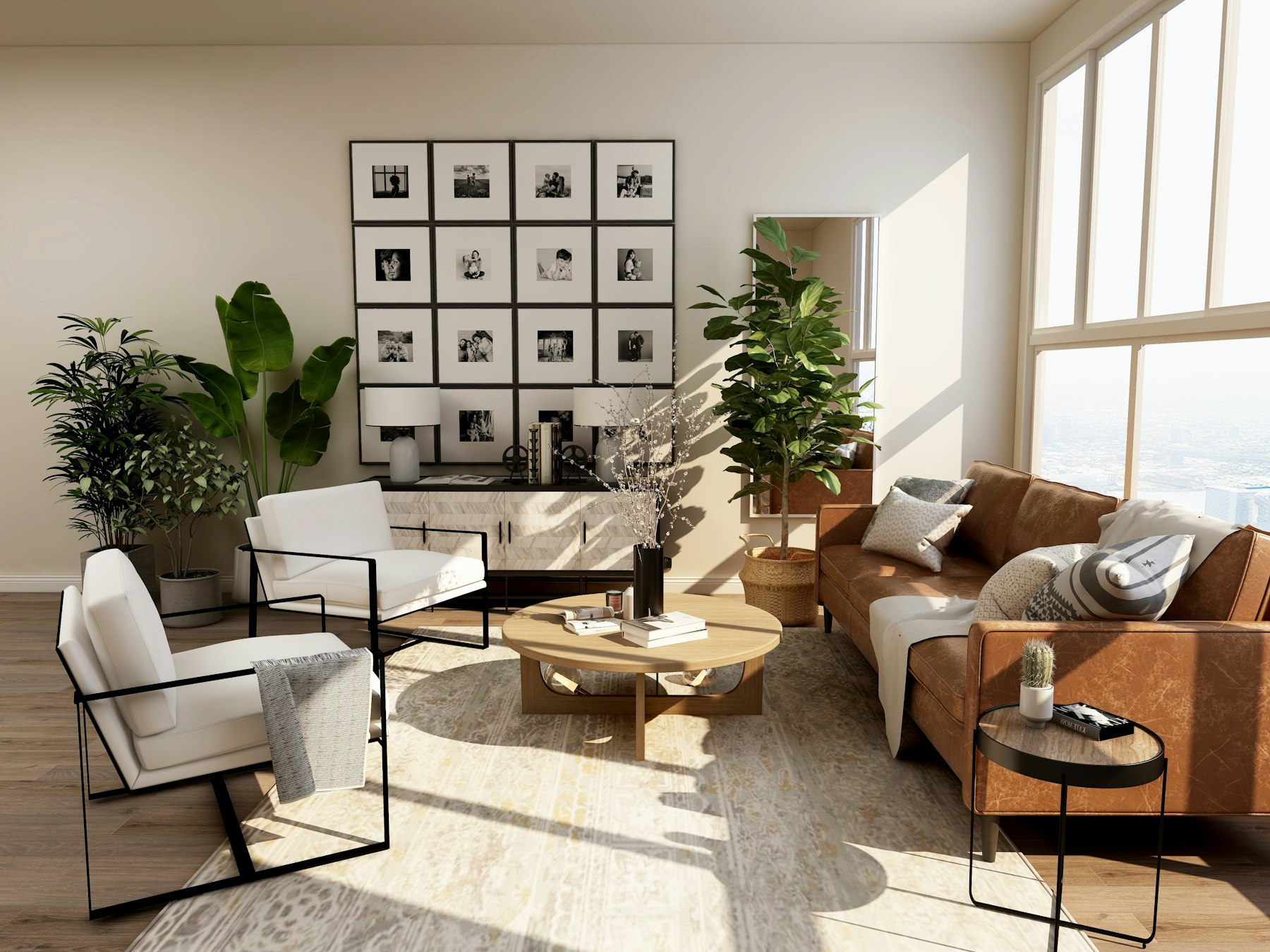 Styled interior with gallery wall